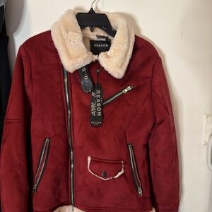 Reason Women's Burgundy Teddy Jacket with Cream Collar